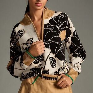 NWOT Maeve Anthropologie The Montana Mock-Neck Half-Zip Sweater